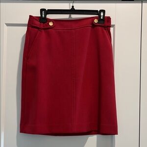 LOFT Red Knee-Length A-Line Skirt for Work
